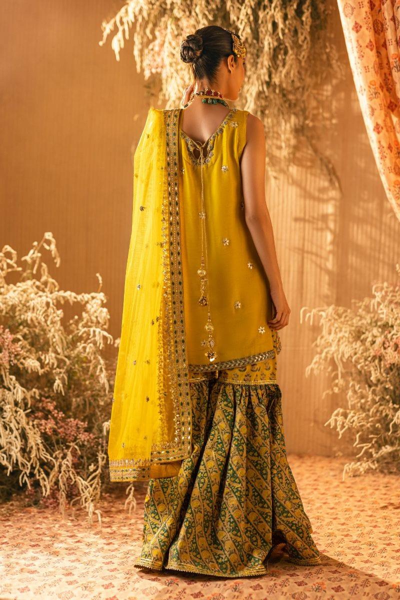Shehrnaz - SHK-1203 - tara - Yellow - Korean Silk Dori Work - 3 Piece