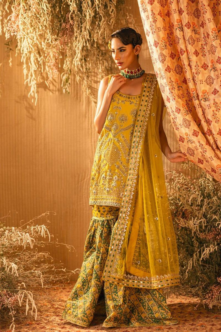 Shehrnaz - SHK-1203 - tara - Yellow - Korean Silk Dori Work - 3 Piece