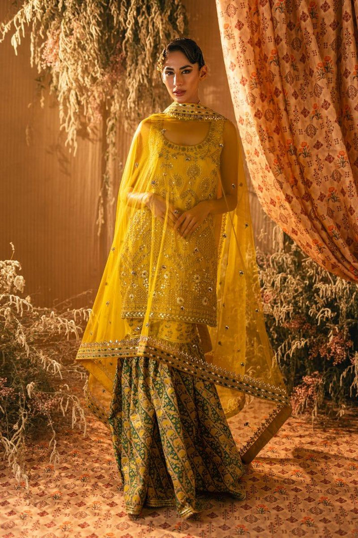 Shehrnaz - SHK-1203 - tara - Yellow - Korean Silk Dori Work - 3 Piece