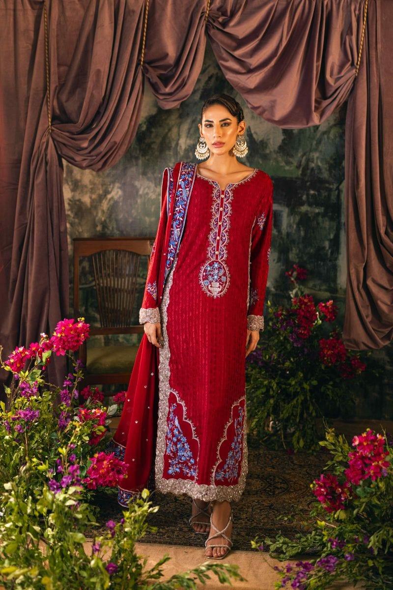 Shehrnaz - SHK-1205 - zeenat - Maroon - Viscose Raw Silk - 3 Piece