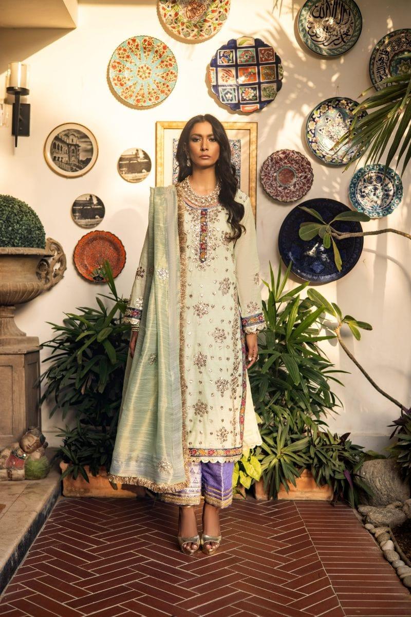 Shehrnaz - SHK-1232 - Myra - B - Mint - Khaadi Silk - 3 Piece