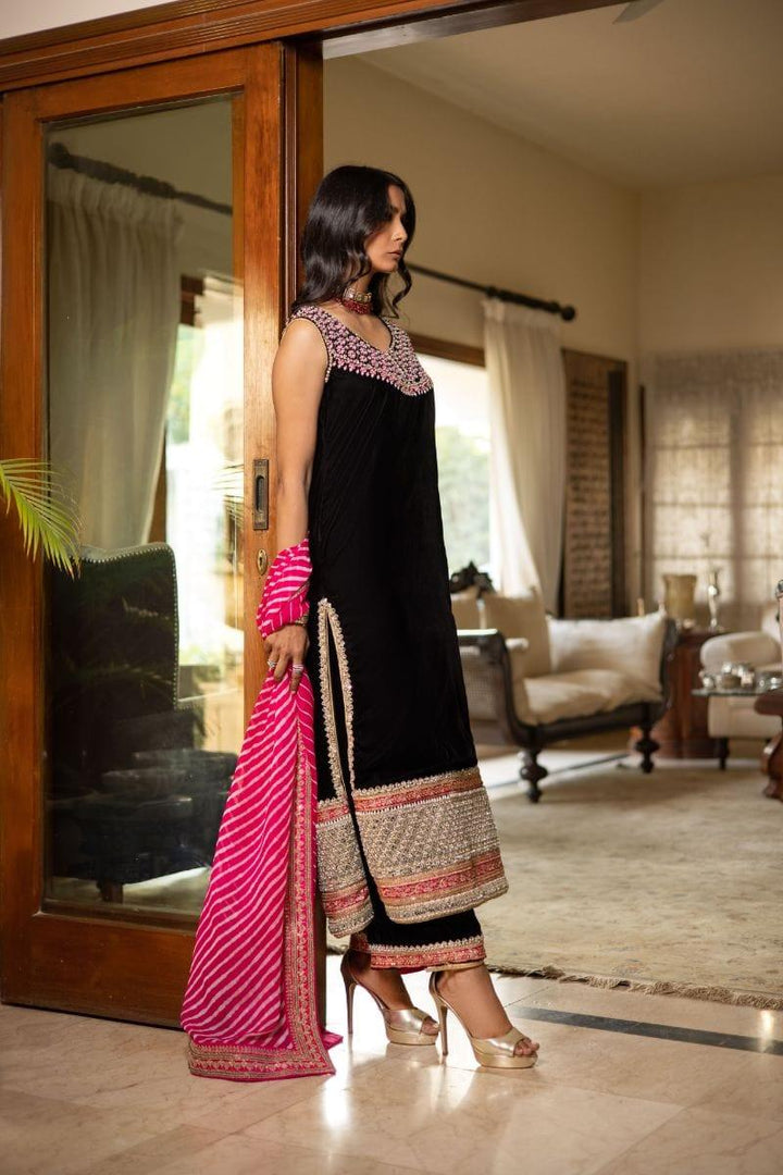 Shehrnaz - SHK-1233 - Mira - Black - Velvet - 3 Piece