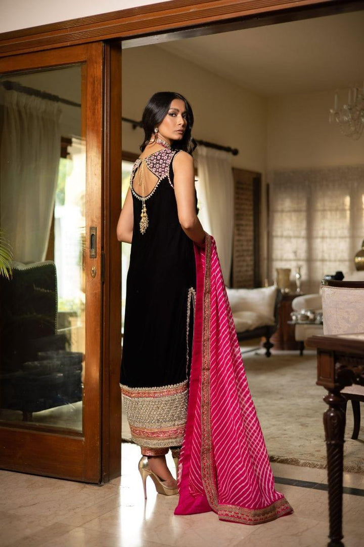 Shehrnaz - SHK-1233 - Mira - Black - Velvet - 3 Piece