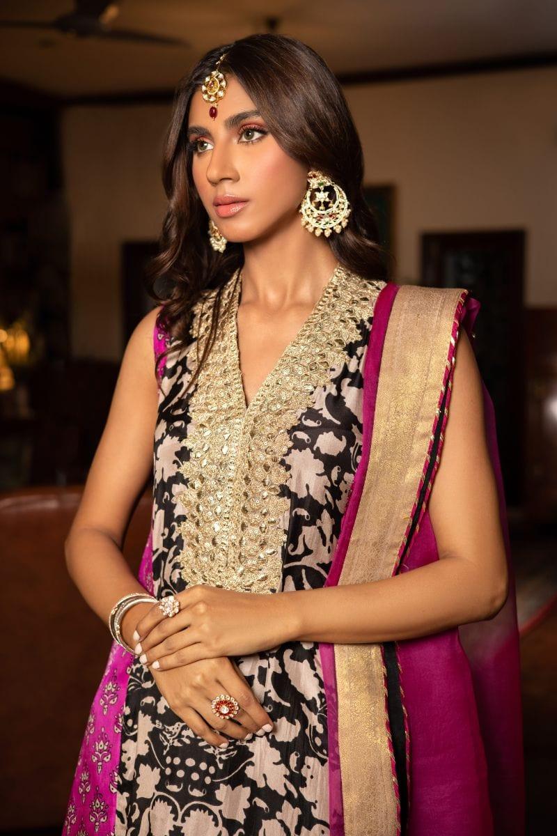 Shehrnaz - SHK-1236 - Sana - Beige - Medium Silk - 3 Piece