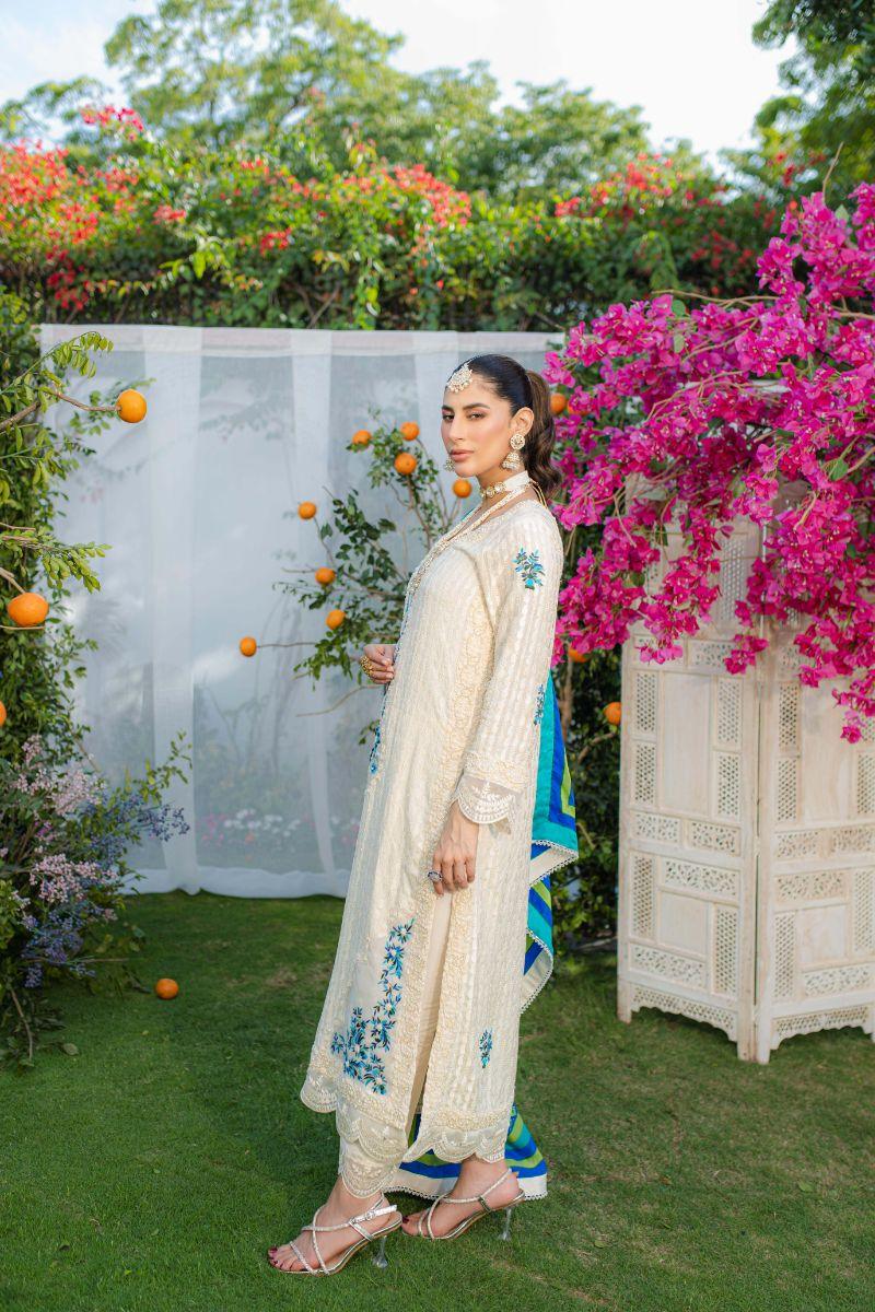 Shehrnaz - SHK-1266 - Off-white - Raw Silk - 3 Piece