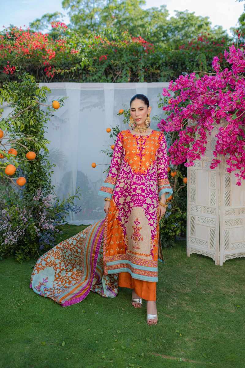 Shehrnaz - SHK-1271 - Rust - Medium Silk - 3 Piece