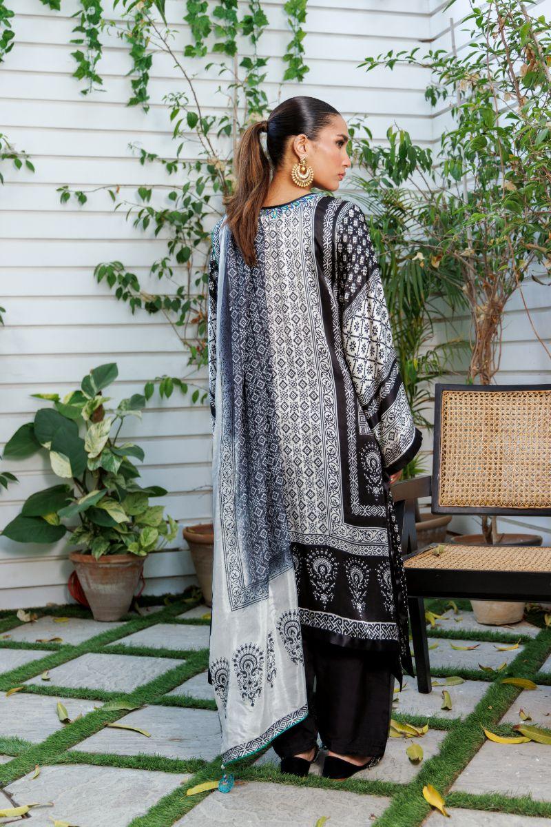 Shehrnaz - SHK-1302 - Black / white - Chamuese  - 3 Piece