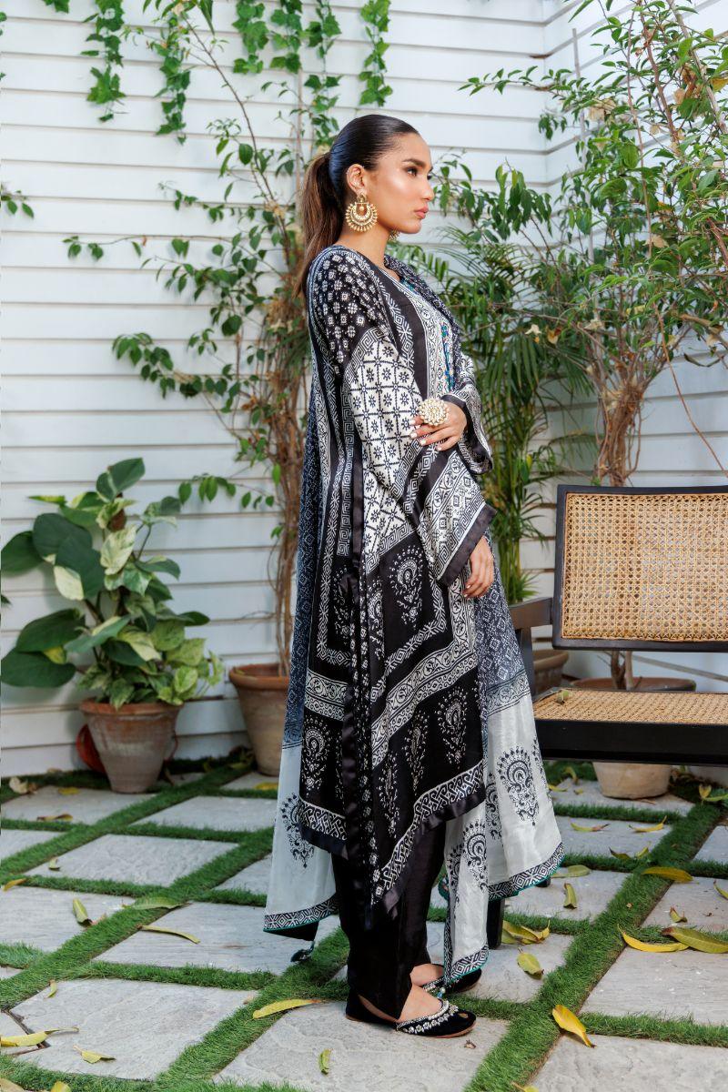 Shehrnaz - SHK-1302 - Black / white - Chamuese  - 3 Piece