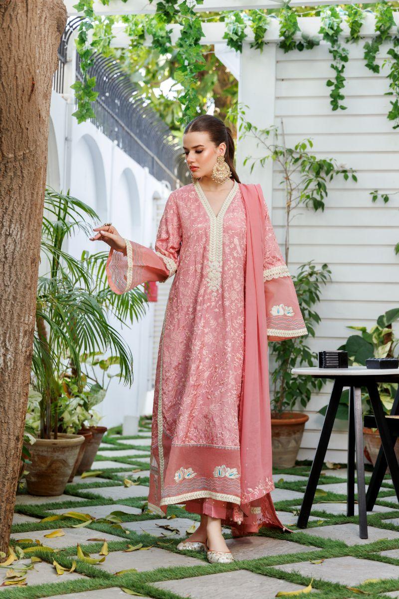 Shehrnaz - SHK-1304 - Tea pink - Korean silk - 3 Piece