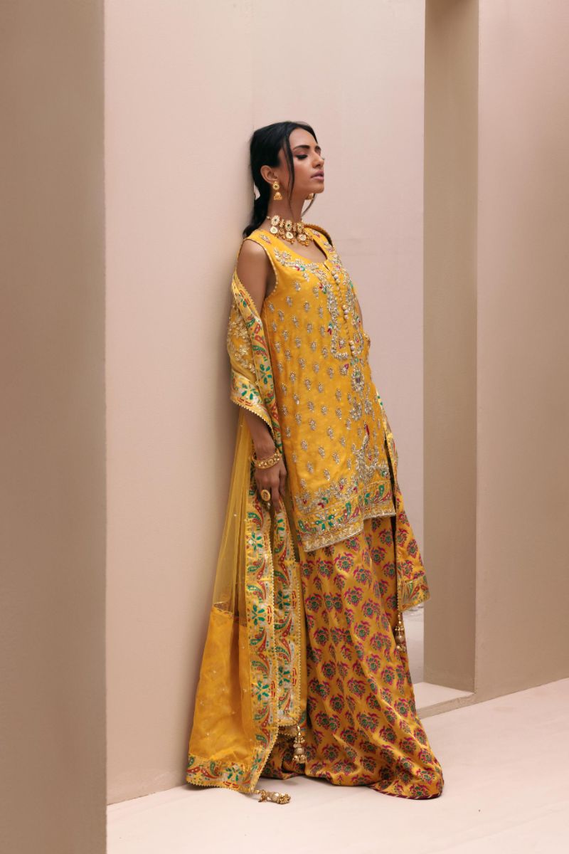 Shehrnaz - SHK-1399 - Yellow - Cotton net - 3 Piece