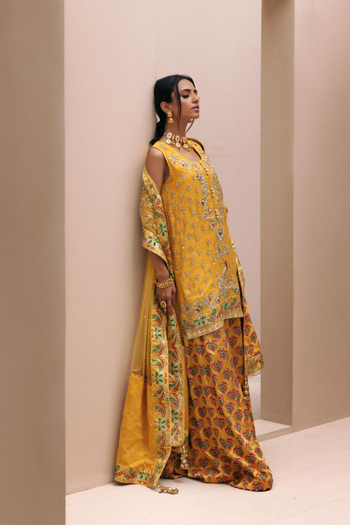 Shehrnaz - SHK-1399 - Yellow - Cotton net - 3 Piece