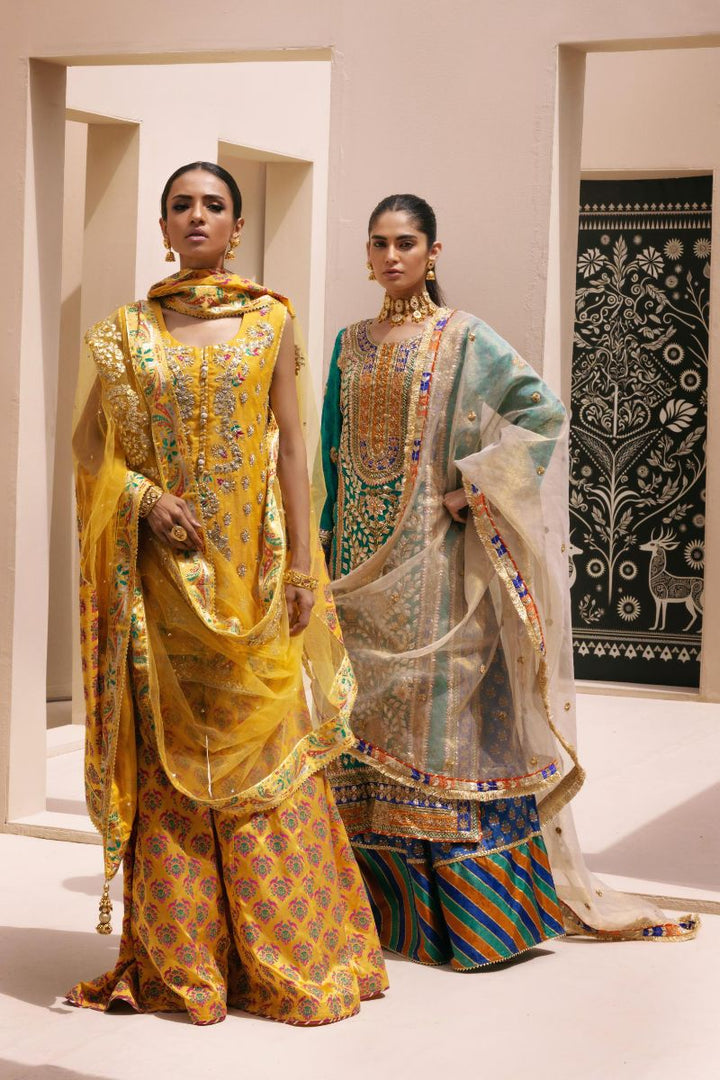 Shehrnaz - SHK-1399 - Yellow - Cotton net - 3 Piece