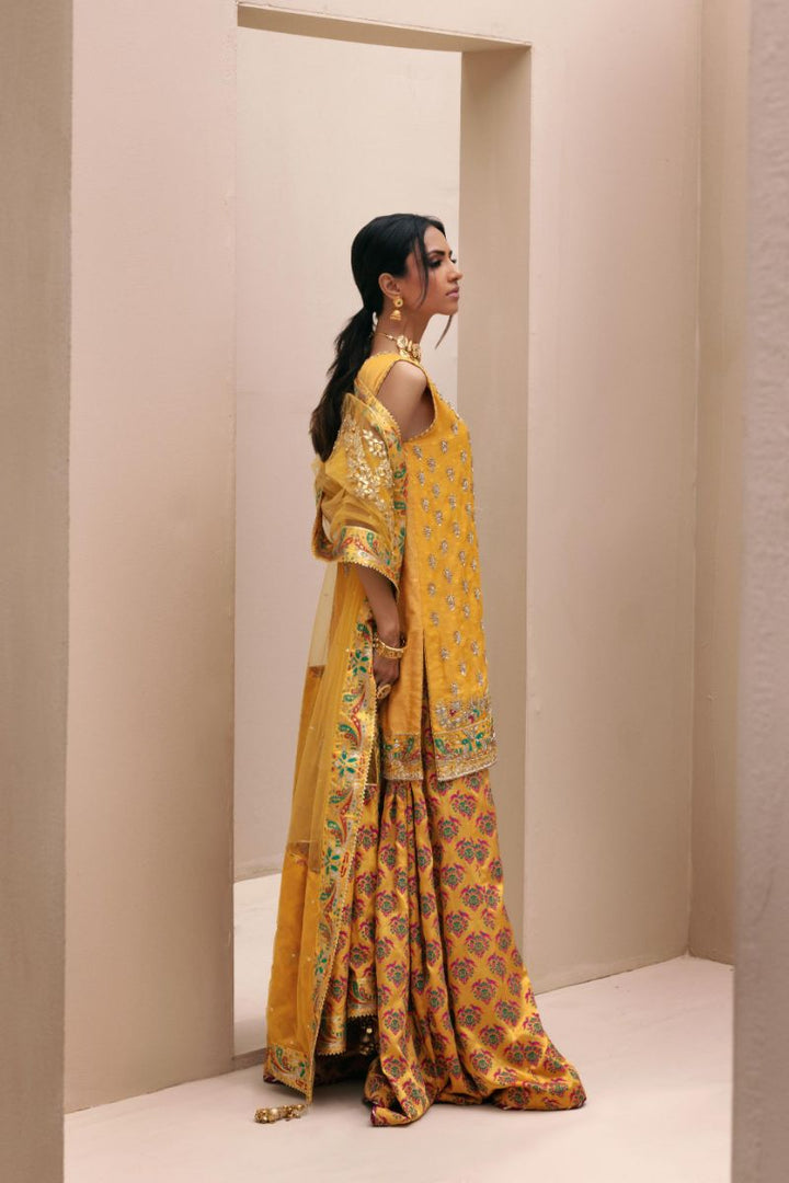 Shehrnaz - SHK-1399 - Yellow - Cotton net - 3 Piece
