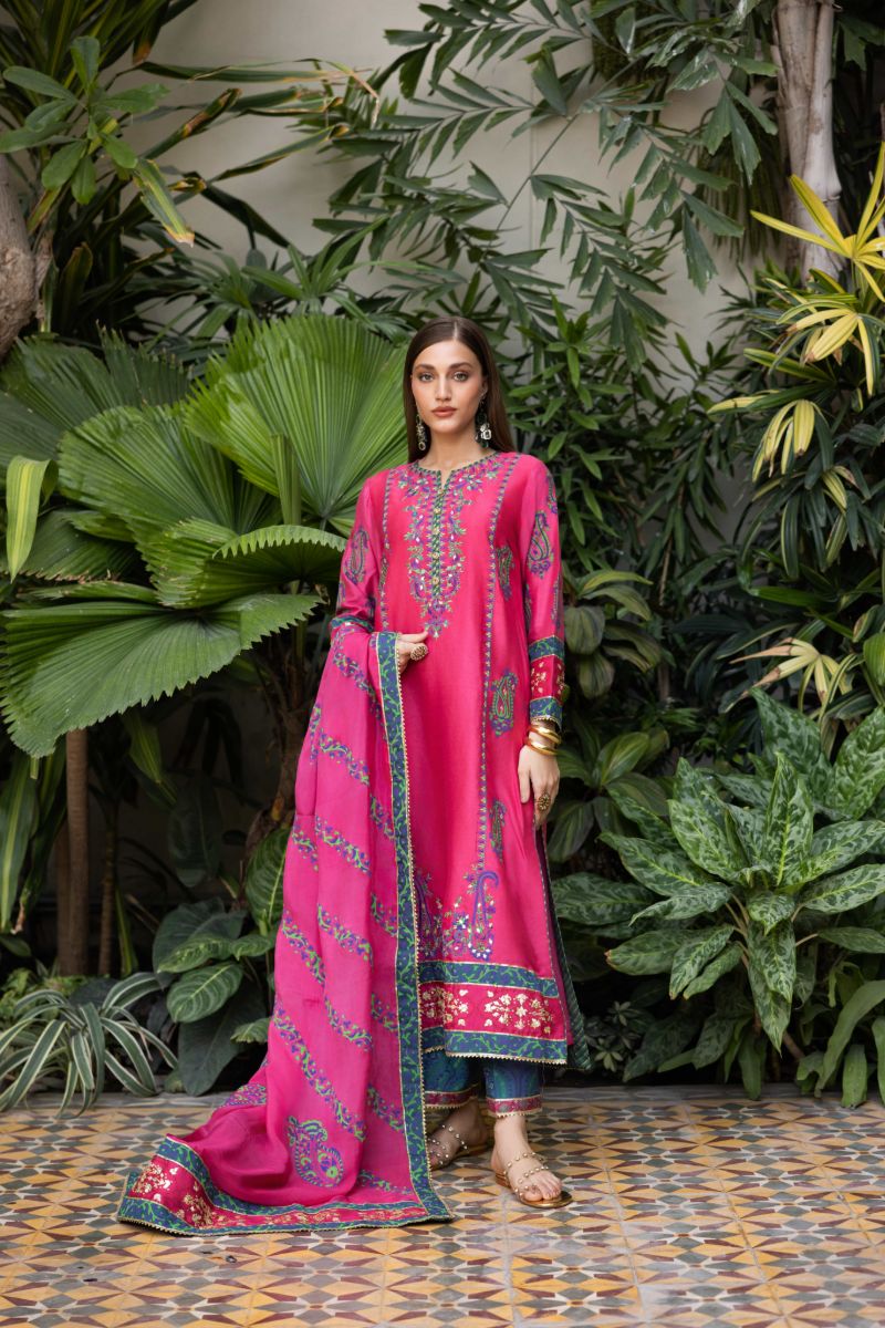 Shehrnaz - Shabnam - SHK-1429 - Fuchsia / Purple - Cotton Net - 3 Piece