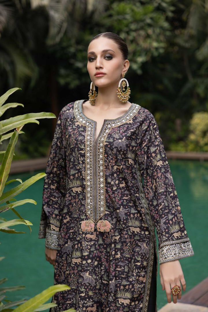 Shehrnaz - Shikargah - SHK-1430 - Black - Crepe Georgette - 2 Piece