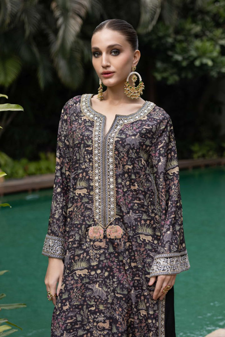 Shehrnaz - Shikargah - SHK-1430 - Black - Crepe Georgette - 2 Piece
