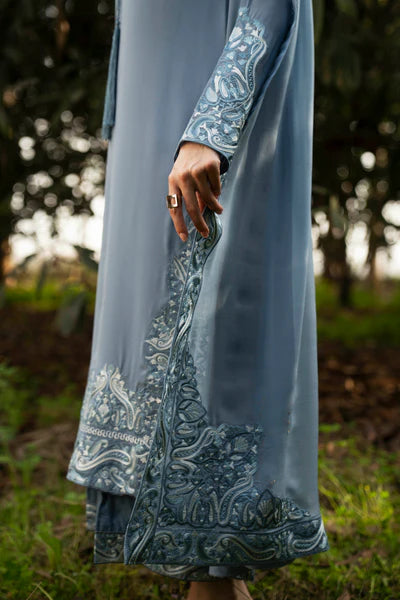 Natasha Kamal - Gorgette Chiffon Slate Suit For Women - Grey Blue - 3 Piece