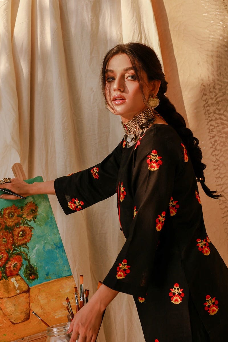 Soffio - SPK7012B - Black - Embroidered Khaddar - 2 Piece