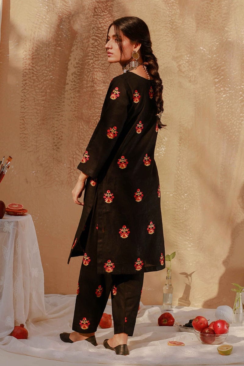 Soffio - SPK7012B - Black - Embroidered Khaddar - 2 Piece