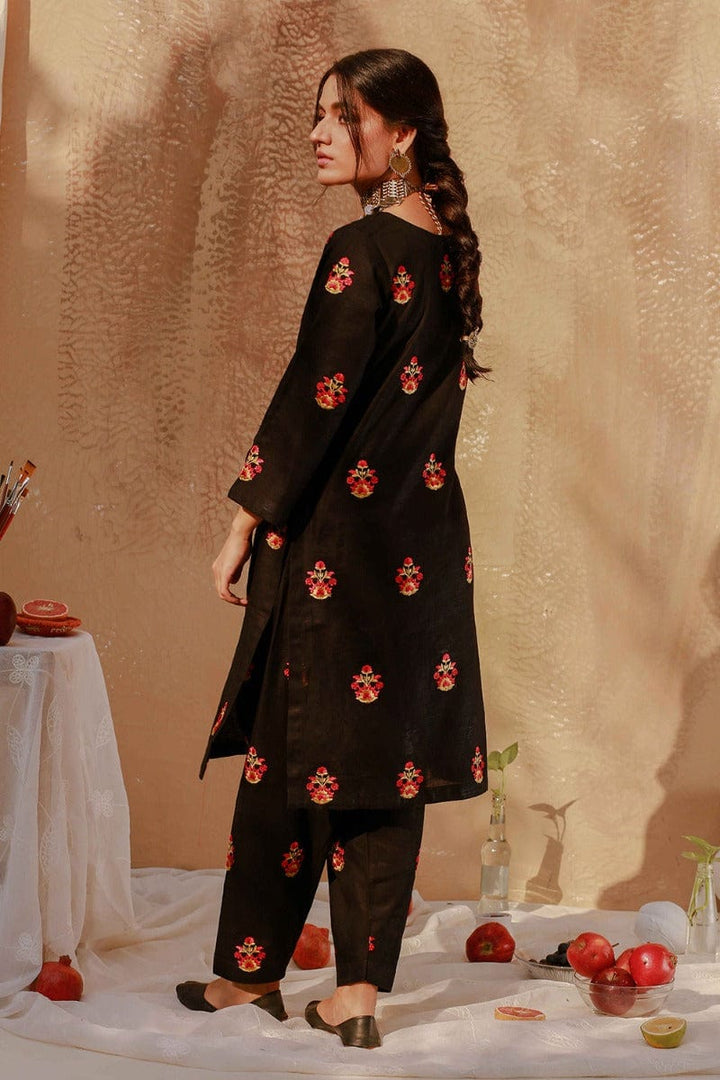 Soffio - SPK7012B - Black - Embroidered Khaddar - 2 Piece