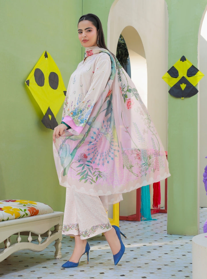 Anayra Amal - Parsley Grip Soft Static Printed Suit For Women - 3 Piece