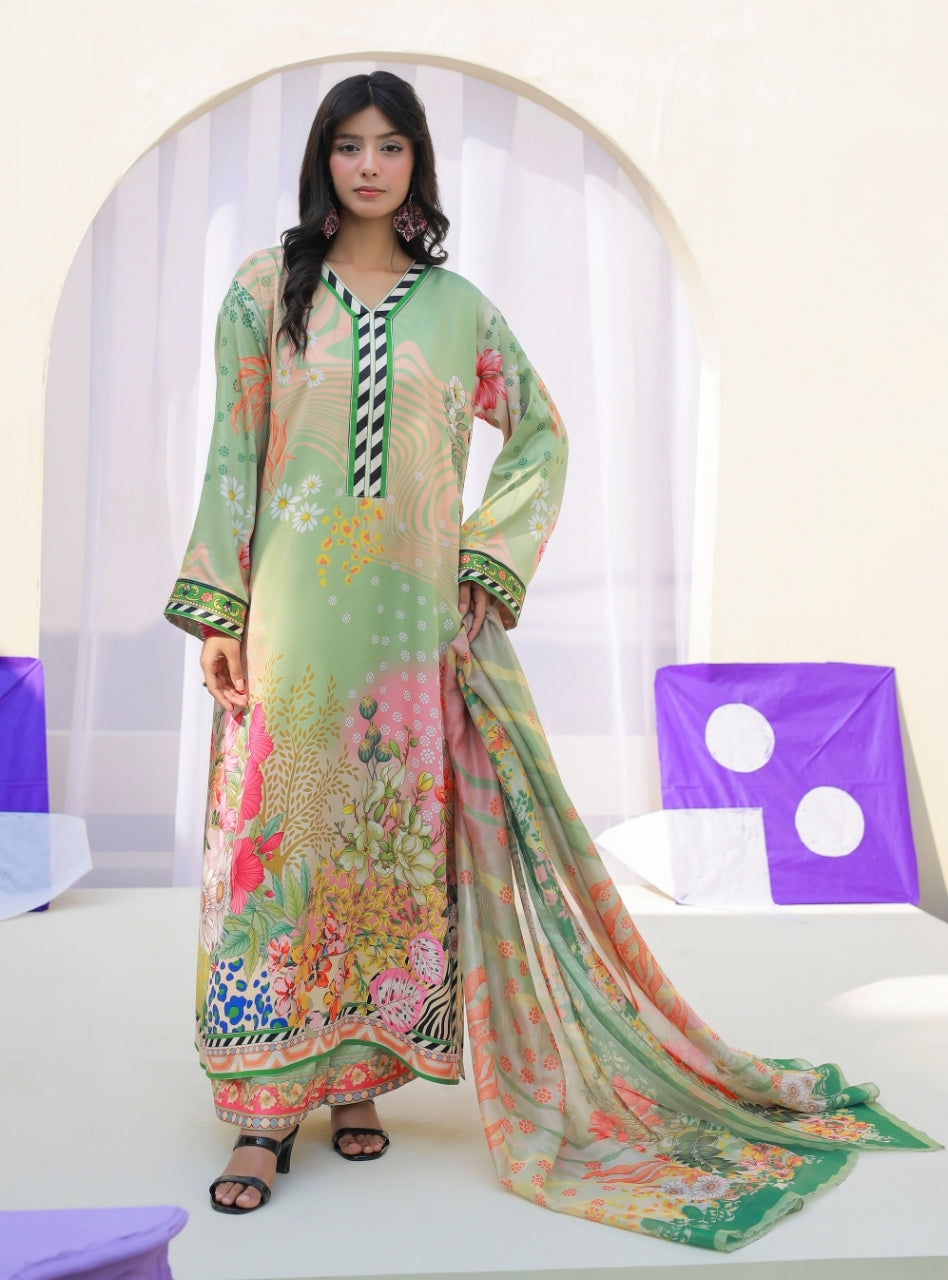 Anayra Amal - Parsley Grip Still Motion Printed Suit For Women - 3 Piece