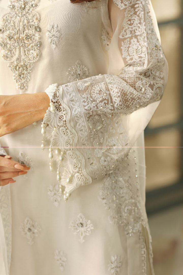 Laleen - Suffi Organza Suit For Women - White - 3 Piece