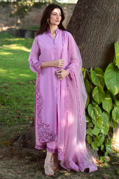 Natasha Kamal - Gorgette Chiffon Summer Suit For Women - Dark Pink - 3 Piece