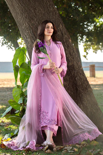 Natasha Kamal - Gorgette Chiffon Summer Suit For Women - Dark Pink - 3 Piece