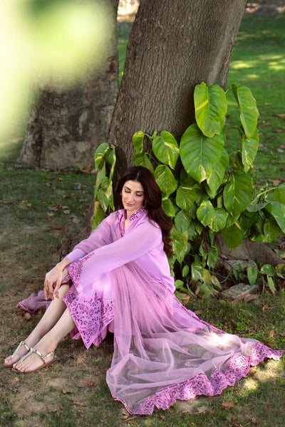 Natasha Kamal - Gorgette Chiffon Summer Suit For Women - Dark Pink - 3 Piece