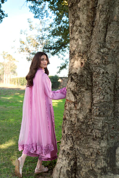 Natasha Kamal - Gorgette Chiffon Summer Suit For Women - Dark Pink - 3 Piece