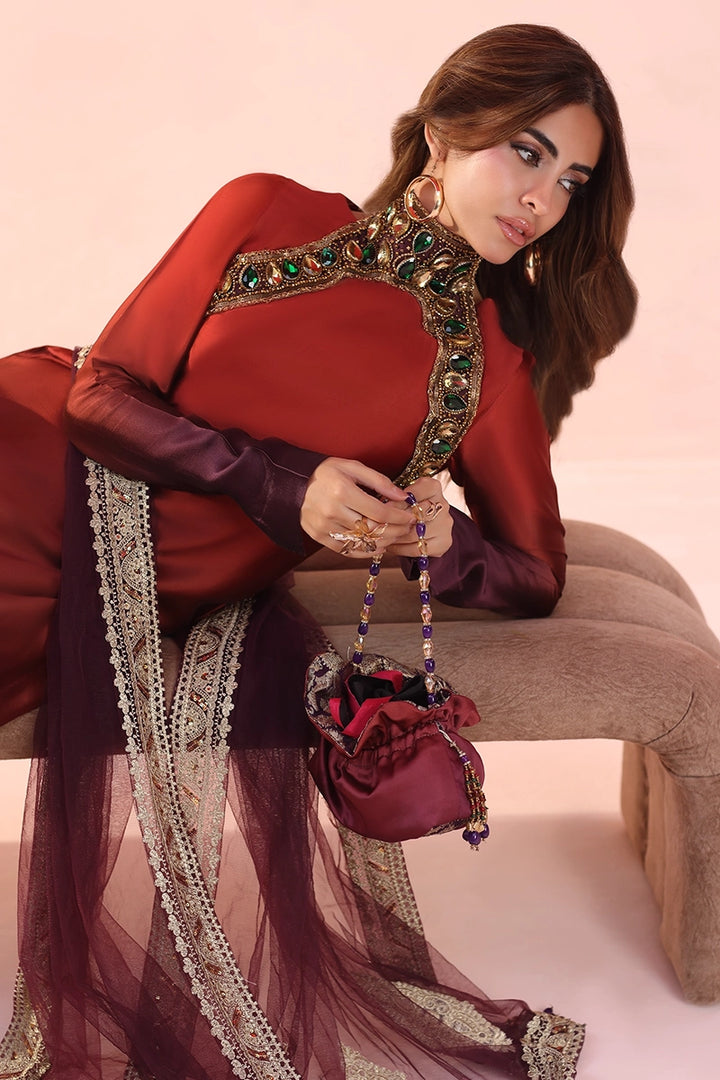 Musferah Saad - Sunset Ombre - Silk & Net - 3 Piece