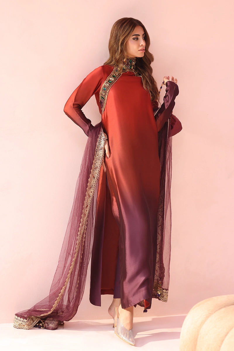 Musferah Saad - Sunset Ombre - Silk & Net - 3 Piece