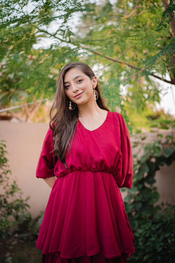 Syah - Scarlet - Maroon - Georgette - 1 Piece