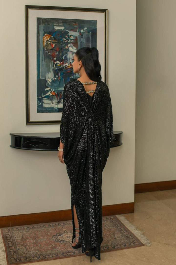Insia Sohail - Black Kaftan - 1 Piece - Sequence - Studio by TCS