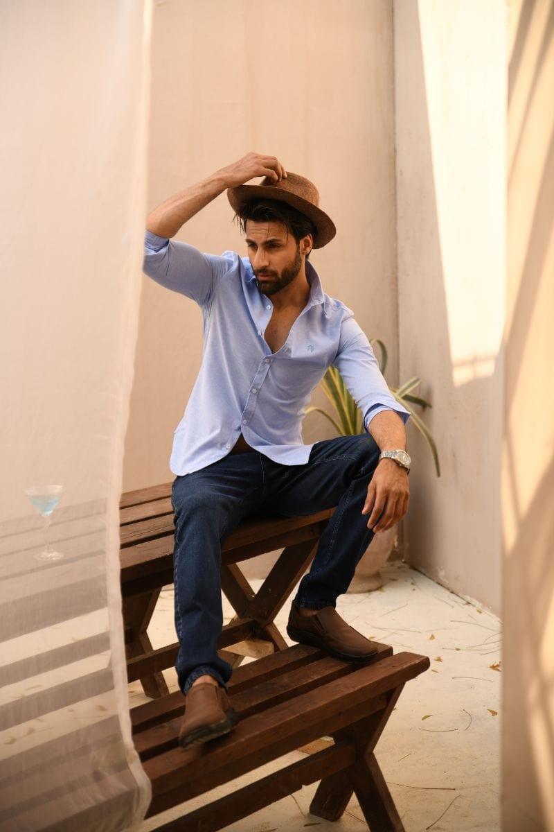 TKMANN - Peter River Shirt - Cotton - Elegant Blue - 1 Piece