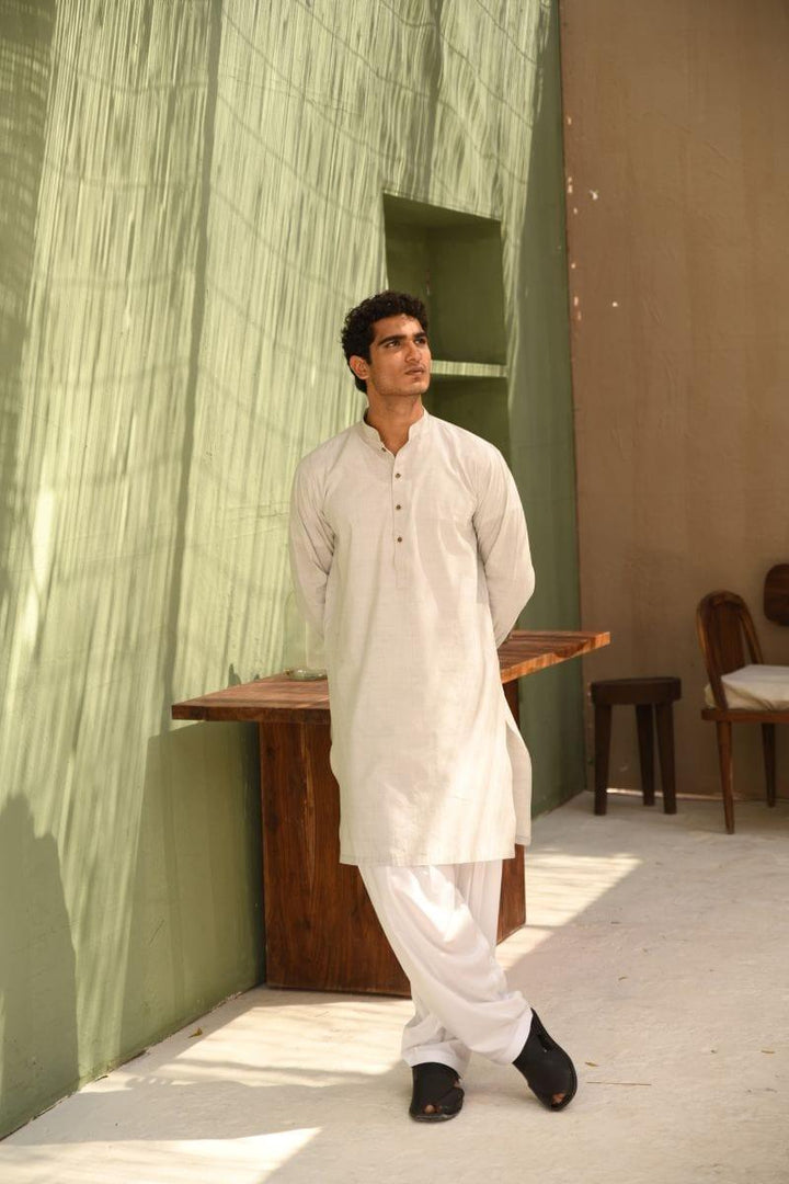 TKMANN - Silver Grey Classic Kurta - Cotton - 1 Piece