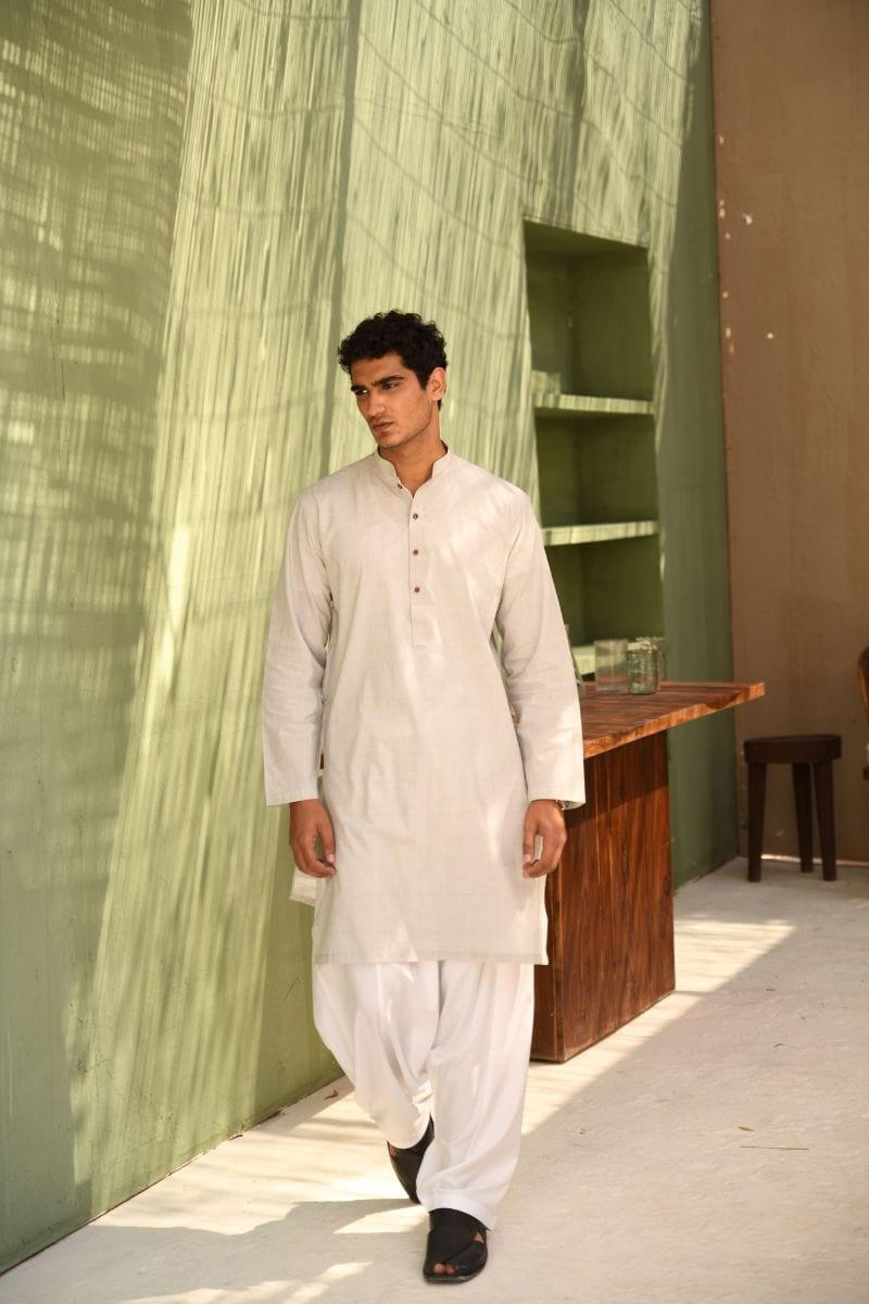 TKMANN - Silver Grey Classic Kurta - Cotton - 1 Piece