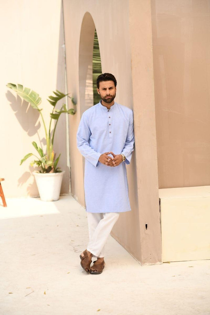 TKMANN - Sky Blue Jacquard Kurtas - Cotton - 1 Piece