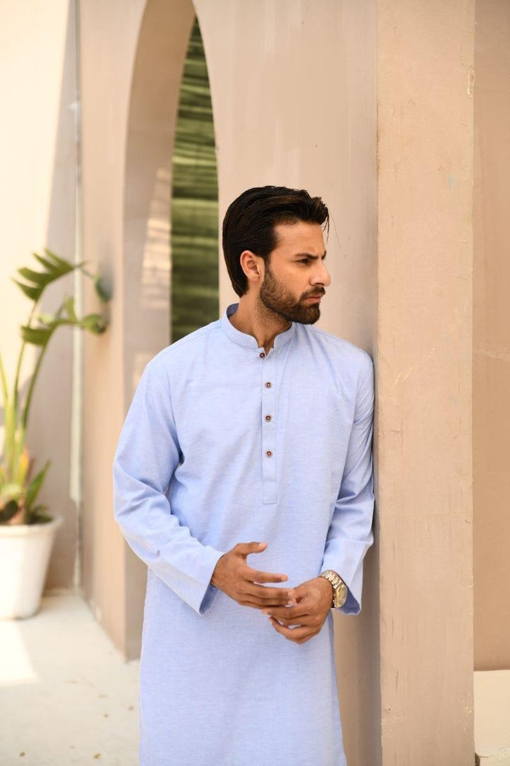 TKMANN - Sky Blue Jacquard Kurtas - Cotton - 1 Piece