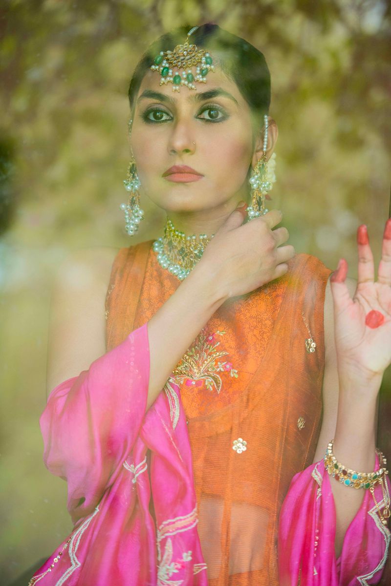 Yasmin Zaman - Tabitha - Silk Jamawar & Katan Net- Rust & Pink- 3 Piece