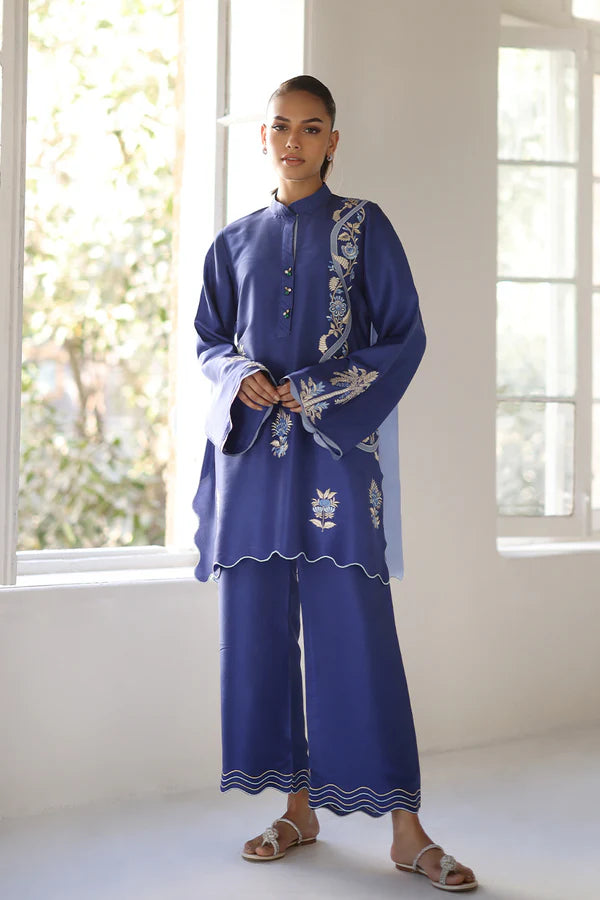 Sania Maskatiya - Tari - Raw Silk / Raw Silk - Sapphire Blue - 2 Piece