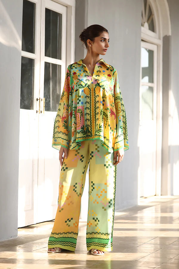 Sania Maskatiya - Tiva - Crepe , Crepe - Citrus Lime - 2 Piece