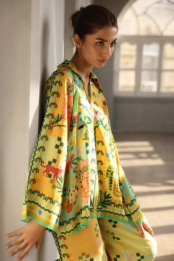 Sania Maskatiya - Tiva - Crepe , Crepe - Citrus Lime - 2 Piece