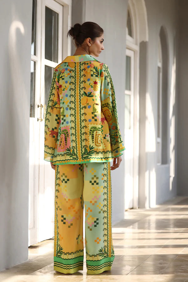 Sania Maskatiya - Tiva - Crepe , Crepe - Citrus Lime - 2 Piece