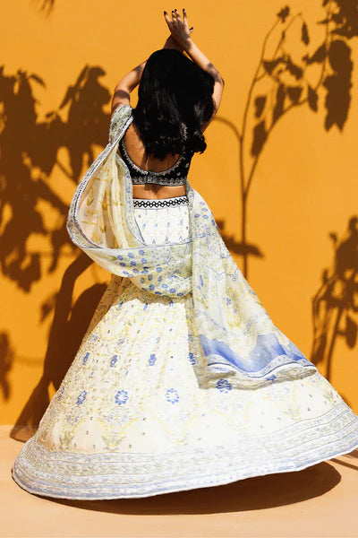 Sania Maskatiya - Umyra Velvet,Khaddi Silk,Organza Suit For Women - Cream 3 Piece