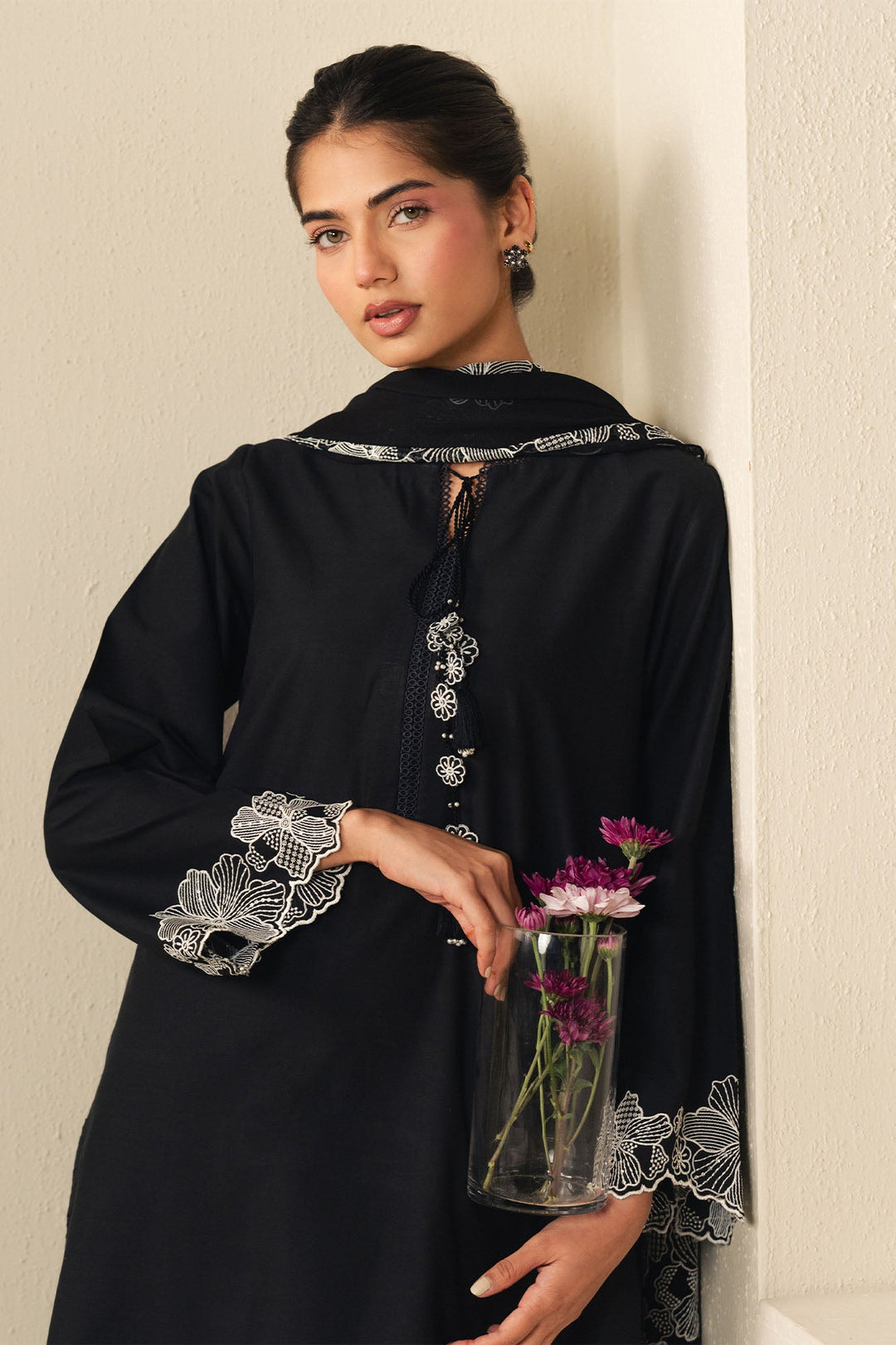 Cross Stitch - Lawn Luxe Noir Suit For Women - Black - 2 Piece - Studio by TCS