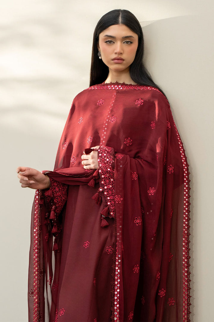 Cross Stitch - Lawn Windsor Red Unstitch Suit For Women - 3 Piece