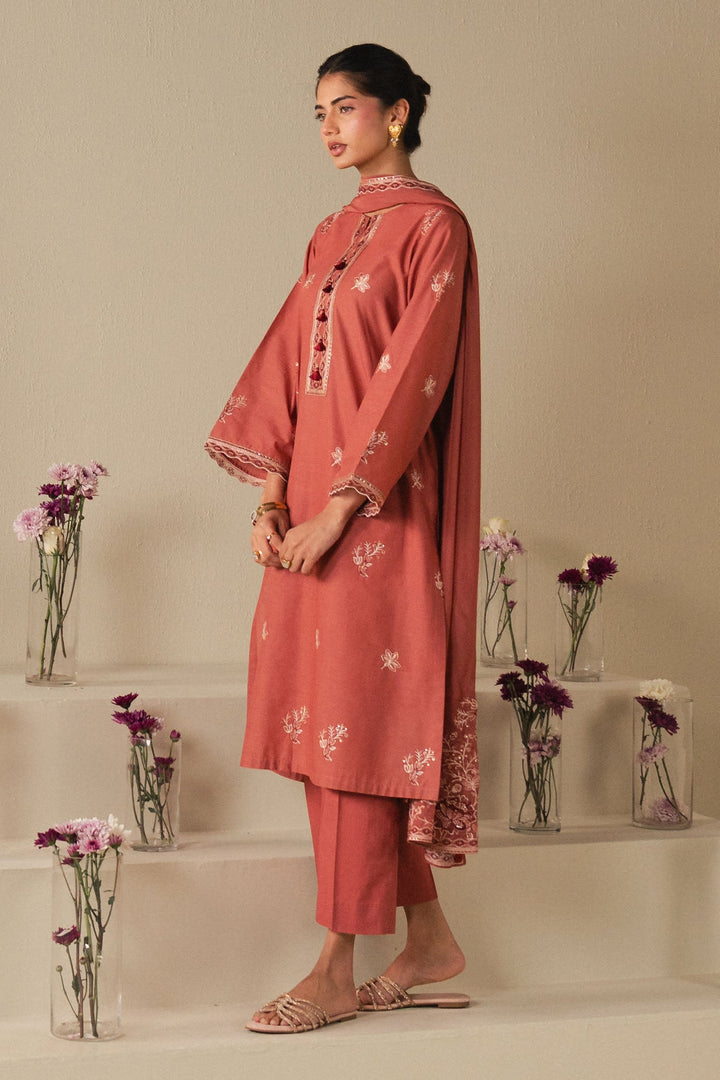 Cross Stitch - Lawn Vintage Rose Suit For Women - Peach - 2 Piece - Studio by TCS