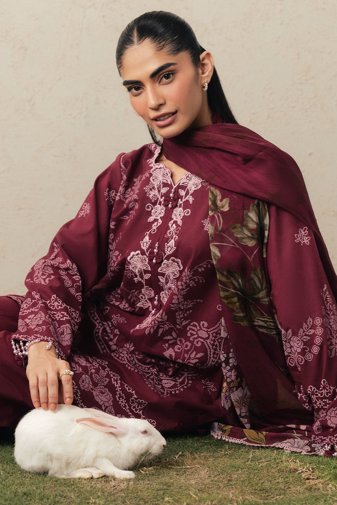 Cross Stitch VELVET WHISPER Unstitched Maroon 3 Piece